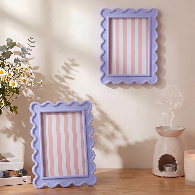 AceOrbit 4x6 Inches Light Purple Flower Wavy Scalloped Picture Frame Cute Wavy - Image 5