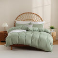 JSD Sage Green Duvet Cover Set Queen Size, 3 Piece Duvet Cover by JSD