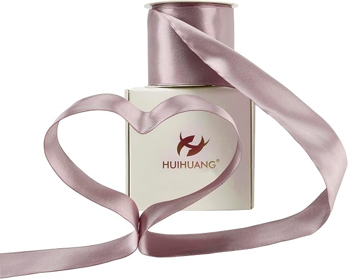 HUIHUANG Lilac Satin Wired Ribbon 2.5 inch Dusty Purple Double-Faced Satin Wire - Image 3