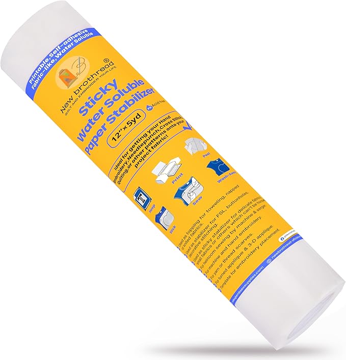 New brothread 12" x5YDS Sticky Water Soluble Embroidery Stabilizer Printable by Newbrothread