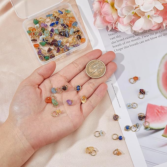 SUPERFINDINGS 84Pcs 7 Colors Natural Stone Pendants Mixed Gemstone Charms - Image 3
