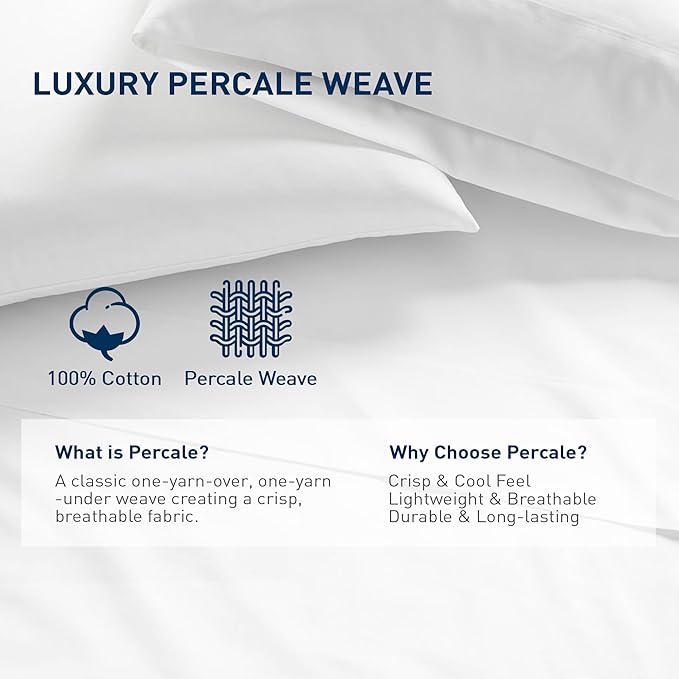 King Size Flat Sheet 4 Pack, 100% Cotton Percale Flat Bed Sheet, Breathable - Image 2