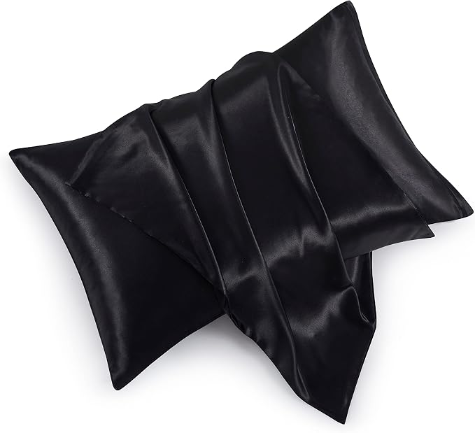 Satin Pillowcases with Zipper （20x30）, Queen Size Pillowcases Set of 2 by HommxJF