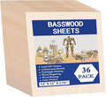 36 Pack Basswood Sheets for Crafts 12x12x1/16 Inch, 1.5mm Thick Unfinished by KMRIPYUSPORTS