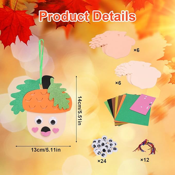 Fennoral 12 Pack Fall Crafts for Kids Make You Hazelnut Foam Stickers DIY - Image 7