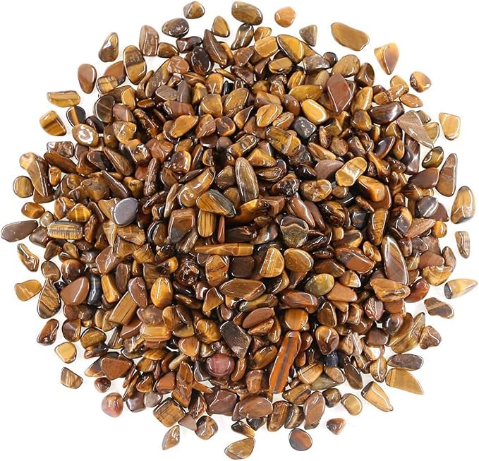 Decorative Rocks, 1 Lb/460g Tiger's Eye Stones Irregular Gem Pebbles Quartz by WAYBER