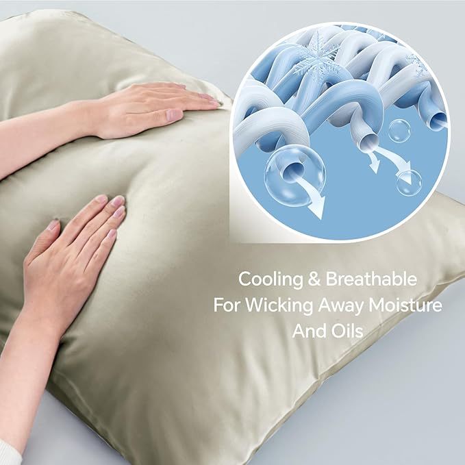 BEDELITE Standard Pillow Cases Set of 2, Rayon Derived from Bamboo, Cooling - Image 3