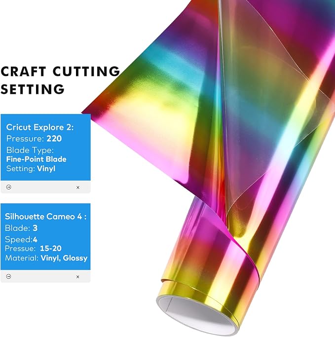 Gatichetta Metallic Foil HTV Roll Holographic Rainbow Heat Transfer Vinyl - Image 3