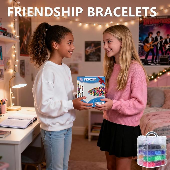LIS HEGENSA 6300 Pcs DIY Childrens Crafts Beads Friendship Bracelet Kit - Image 8