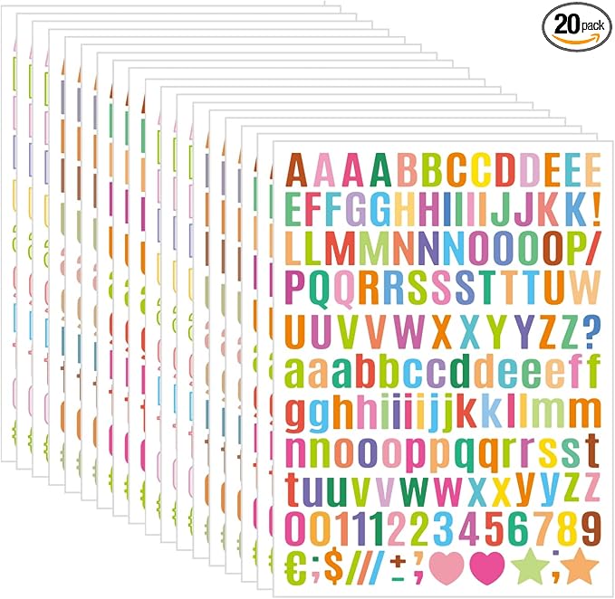 3040Pcs 20 Sheets Small Letter Number Stickers, 1/2inch Self-Adhesive Vinyl by Unknown
