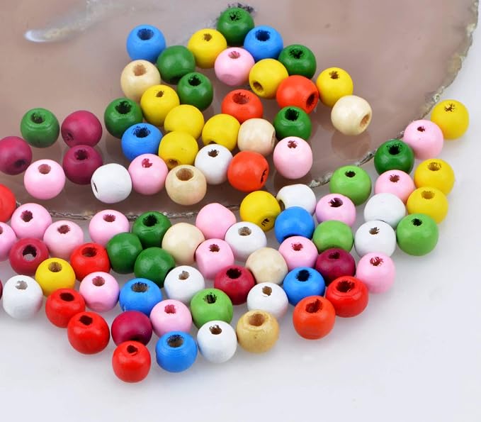 AD Beads Wood Spacer Loose Wooden Craft Beads Big Hole Beads Assorted - Image 2