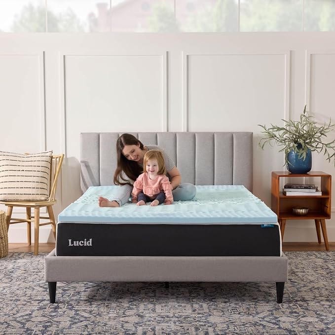 LUCID 2 Inch Gel Memory Foam Mattress Topper, Twin size – 5 Zones – Cooling Gel - Image 7