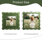 6x6 Picture Frame with Mat for 4x4, Wavy Edge Wooden Real Glass Photo Frame for - Image 3
