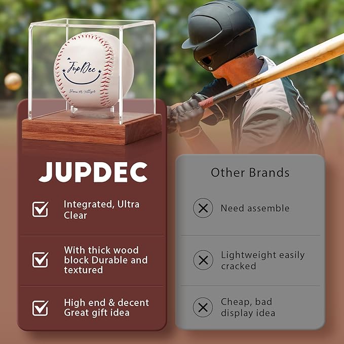 JupDec Baseball Display Case, Autograph Baseball Stand Box - Image 6