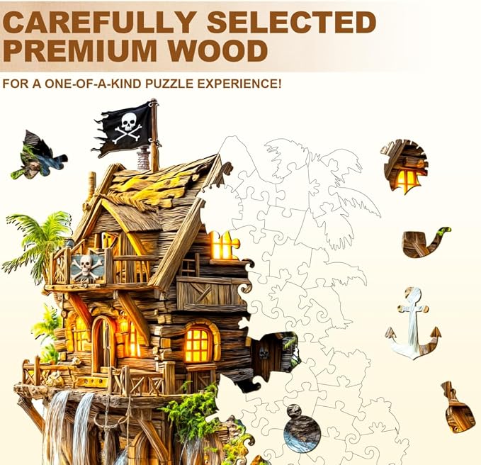 Wooden Puzzles for Adults, Pirate Cabin Wooden Puzzles 210 Pieces, Unique - Image 3