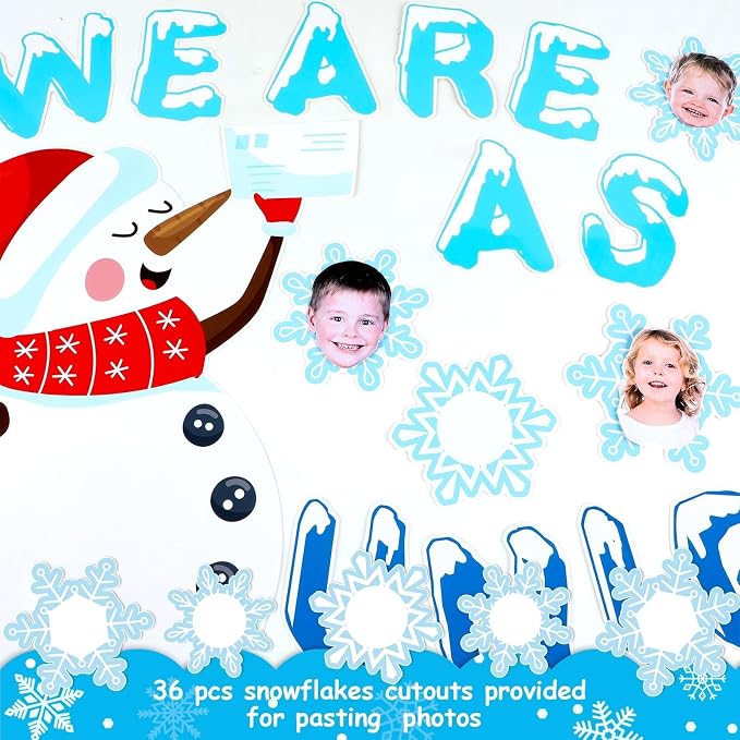 Winter Bulletin Board Decorations Snowflake Snowman Cutouts DIY Photo Craft We - Image 5