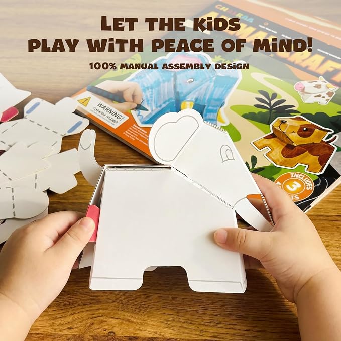 ChalKaa DIY Cardboard Animal Toys, 3D Coloring Puzzle Arts and Crafts - Image 4