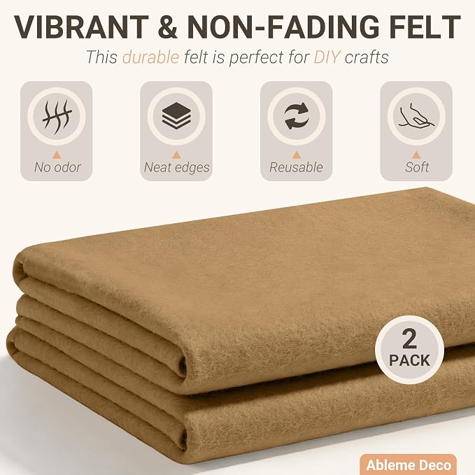 Felt Fabric Sheets 18" x 18" 1.6mm Soft Craft Felt Squares, Coffee | Soft - Image 3