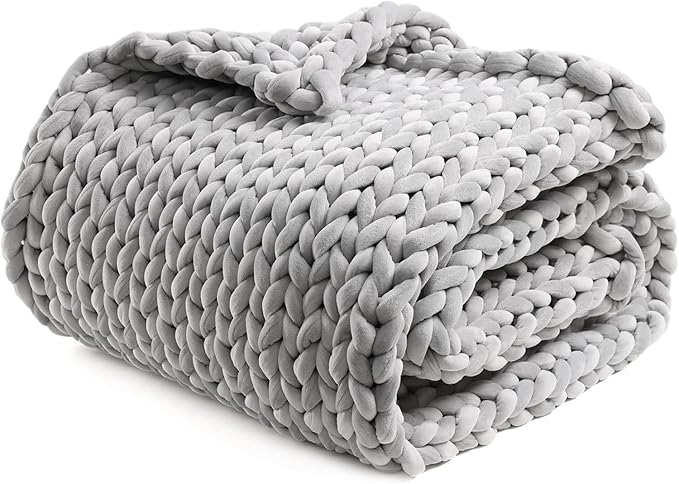 YnM Velvet Weighted Blanket, Handmade Chunky Knitted Design, Soft and Cozy by YNM