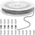 Jishi 33ft Stainless Steel Ball Chain 2mm Bead Dog Tag Chain Beaded Necklace by Jishi