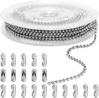 Jishi 33ft Stainless Steel Ball Chain 2mm Bead Dog Tag Chain Beaded Necklace by Jishi