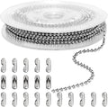 Jishi 33ft Ball Chain 2.4mm Silver Stainless Steel Bead Link Chain Roll by Jishi