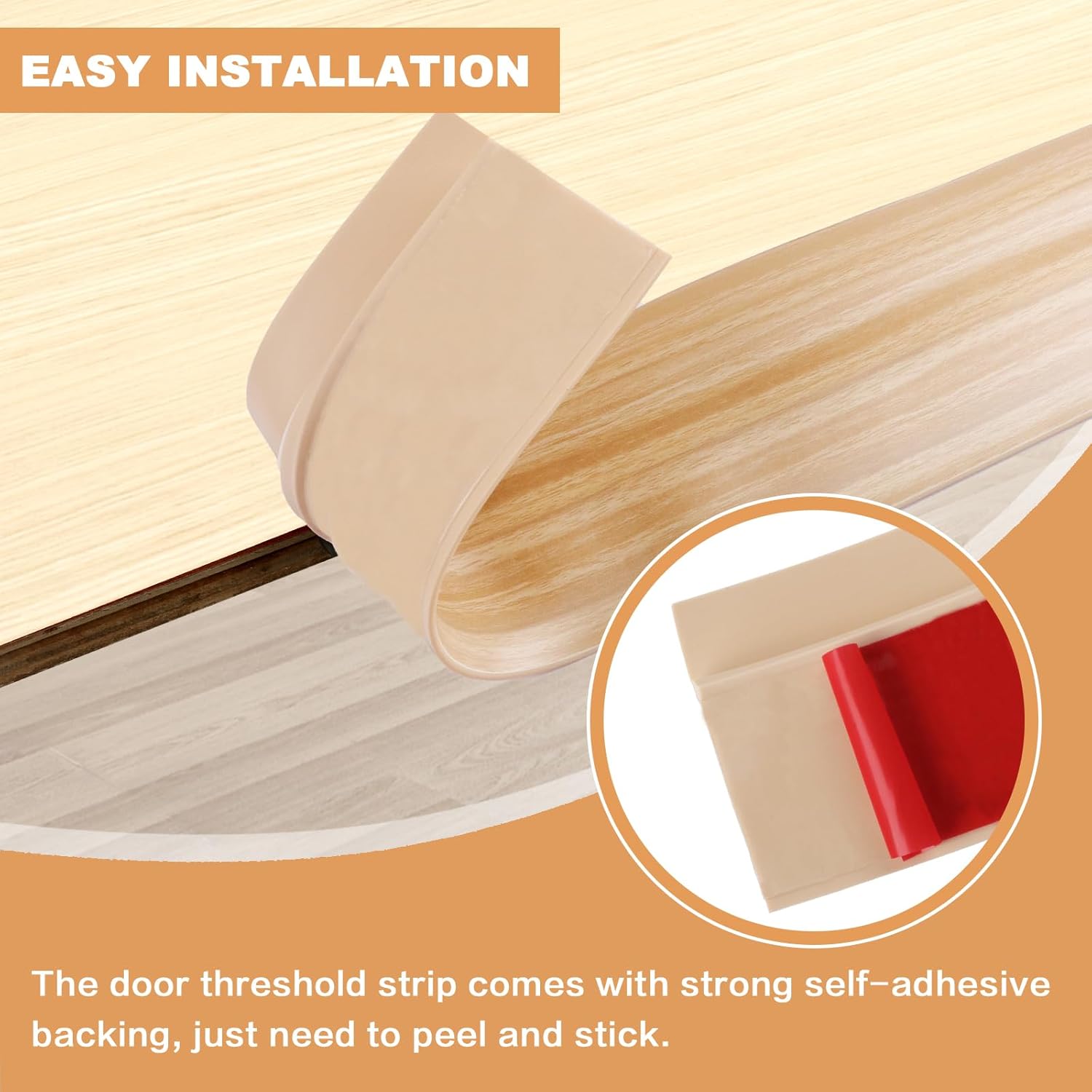 Vinyl Door Threshold Flooring Transition Strip Self Adhesive Carpet Edging Strip for Laminate Doorway Edge Threshold from 3/5" to 4/5" (Light Yellow Wood Grain, 10 Ft)