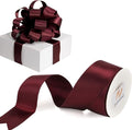 HUIHUANG Burgundy Satin Wired Ribbon 1-1/2 inch Wine Red Wire Edge Ribbon by HUIHUANG