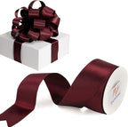 HUIHUANG Burgundy Satin Wired Ribbon 1-1/2 inch Wine Red Wire Edge Ribbon by HUIHUANG