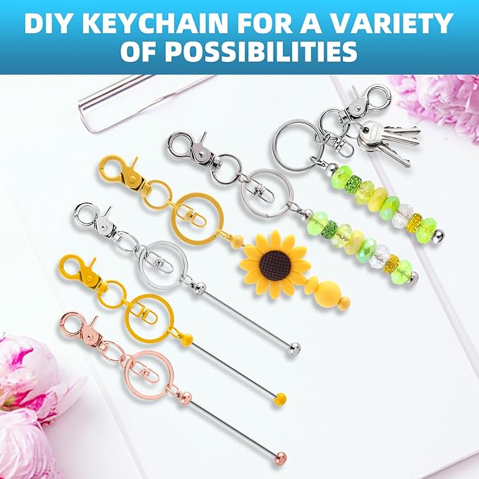 40 Pcs Beadable Keychains Bulk Kit – DIY Keychain Making Supplies - Image 5