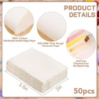 Prudiut 50 Sheets Cotton Watercolor Paper, 300 GSM, 2 x 3.5 inch Deckled Edge - Image 2