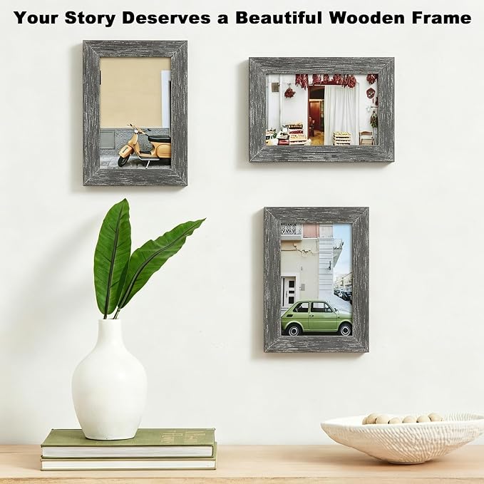 RPJC 4x6 Picture Frames Made of Solid Wood and High Definition Glass - Image 4