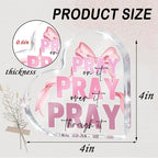 Pink Desk Decor, Bow Acrylic Heart Sign Decor Bathroom Bedroom, Christian Gift - Image 2