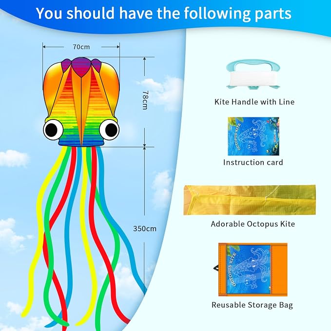 Xida Octopus Kite for Kids Ages 4-8, Professional Kites for Beginners and Adults - Image 6