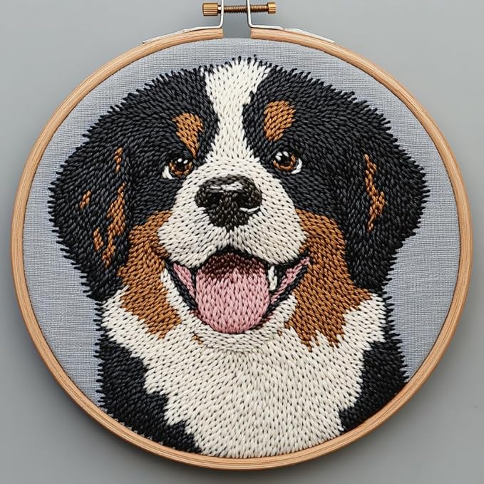 DIY Punch Needle Kits Puppy Bernese Mountain Dog by Unknown