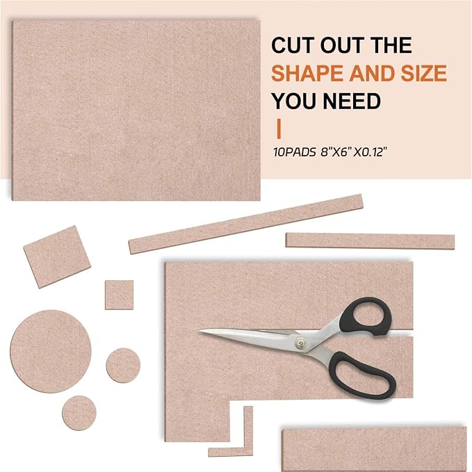 Felt Furniture Pads 10pcs 8" x 6" Self Adhesive Cuttable Furniture Felt Pads - Image 4