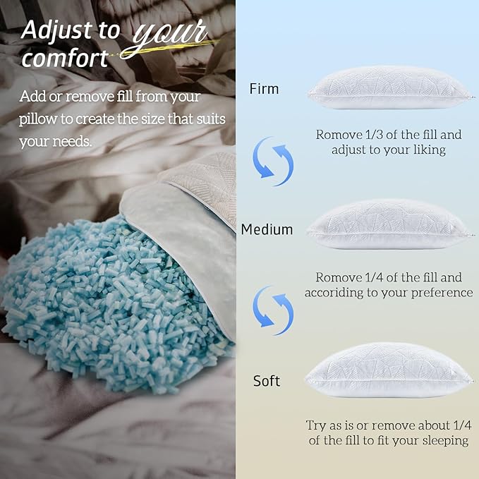 BETU Cooling King Size Pillow, Shredded Memory Foam Cool Pillow - Image 7