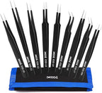 XOOL 9 PCS ESD Precision Tweezers Set, Anti-Static Stainless Steel Tweezers Kit by XOOL