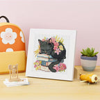 Black Cat Cross Stitch Kits For Beginner, Flowers Stamped Cross Stitch Kits - Image 2