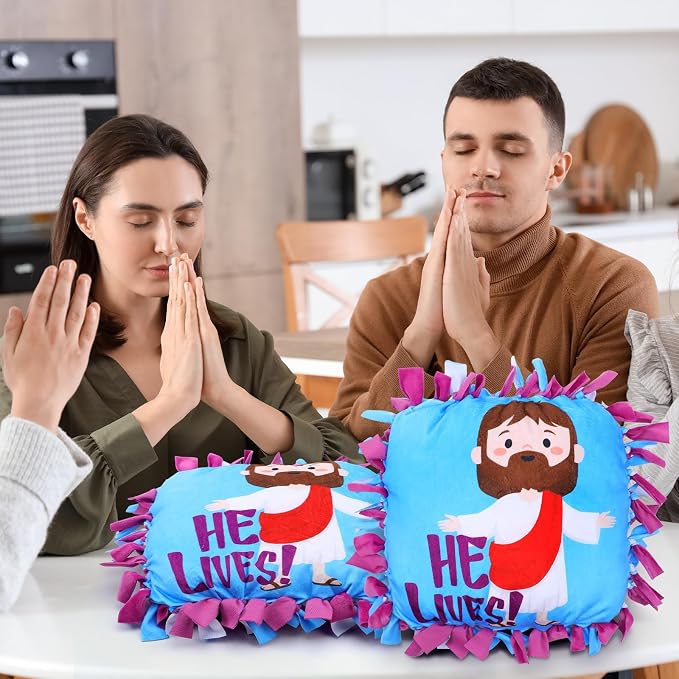 Chunful 6 Sets Christian Tied Pillow Craft Kit 2026 VBS Crafts Jesus He Lives - Image 4