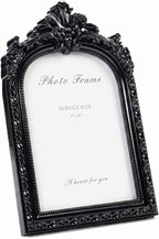 4x6 Black Picture Frame, Vintage Ornate Arched Photo Frame, Glass Front by Cuspin