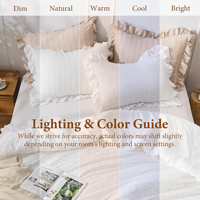 JOLLYVOGUE White Twin Size Comforter Set, 2 Pieces Seersucker Lightweight - Image 8