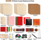 Adrattnay Laser Material Explore Kit, 17 Kinds Blanks Includes Basswood - Image 2