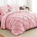 HIMEET Pintuck Bed in a Bag, 7 Pieces King Size Comforter Set Pink, Luxury by Unknown