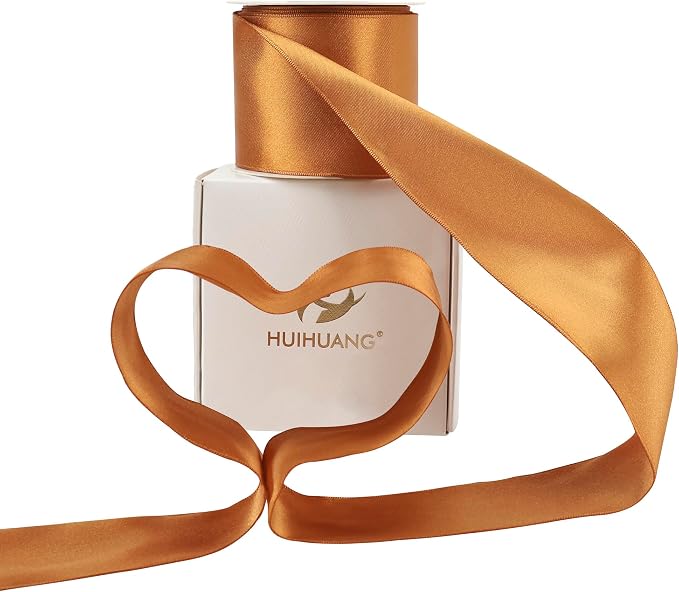 HUIHUANG Burnt Orange Satin Wired Ribbon 2.5 inch Easter Wired Ribbon - Image 3