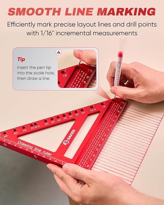 Saker 8.5Inch 3D Multi-Angle Measuring Square Ruler, Aluminum Alloy Carpenter - Image 4