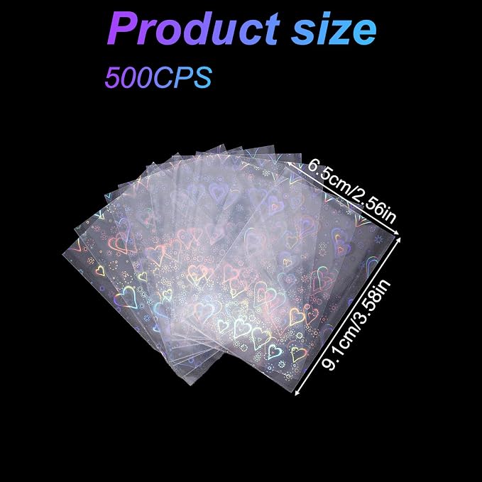 Photocard Sleeves, 9.1x6.5cm/3.58x2.56in Love Heart-Shape Laser Flashing Card - Image 2