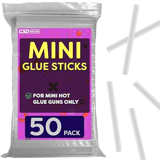 50 Pack Bulk Mini Hot Glue Sticks by GSDBrand