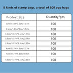 Klmnop OPP Stamp Protection Bags in 8 Models, Total 800 Stamp Sleeves - Image 2