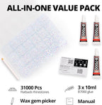 31000Pcs White AB Rhinestones for Bedazzling, Iridescent Multi Sizes 2-6mm - Image 2